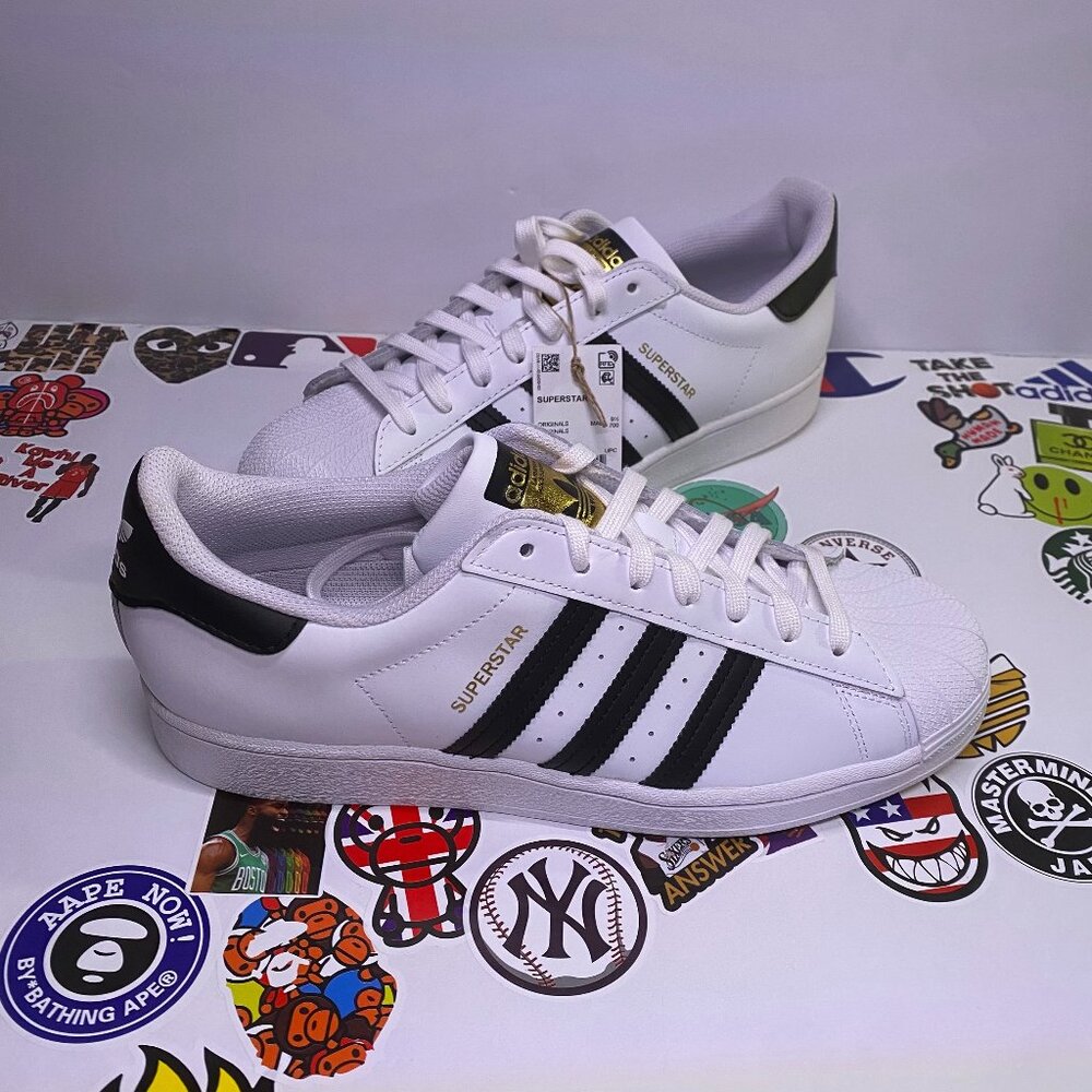 New Adidas Superstar White Black Gold Sneaker Shoe Retro OG EG4958 Mens Size 10